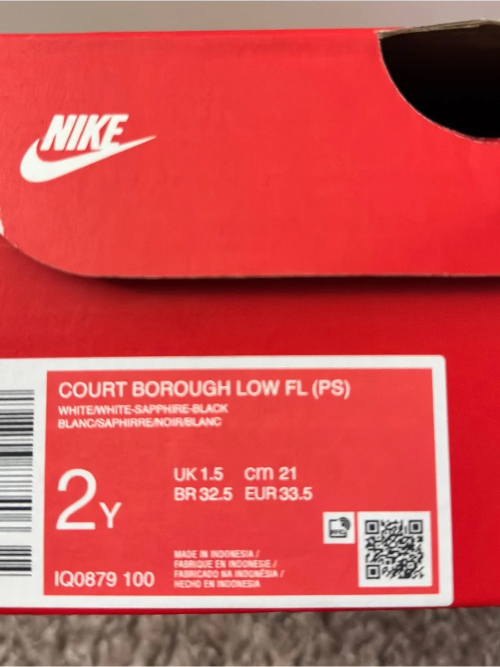 Nike  Court  Borough  Low PF (PS)  Size 2Y  Floral Swoosh – Brand  New in Box
